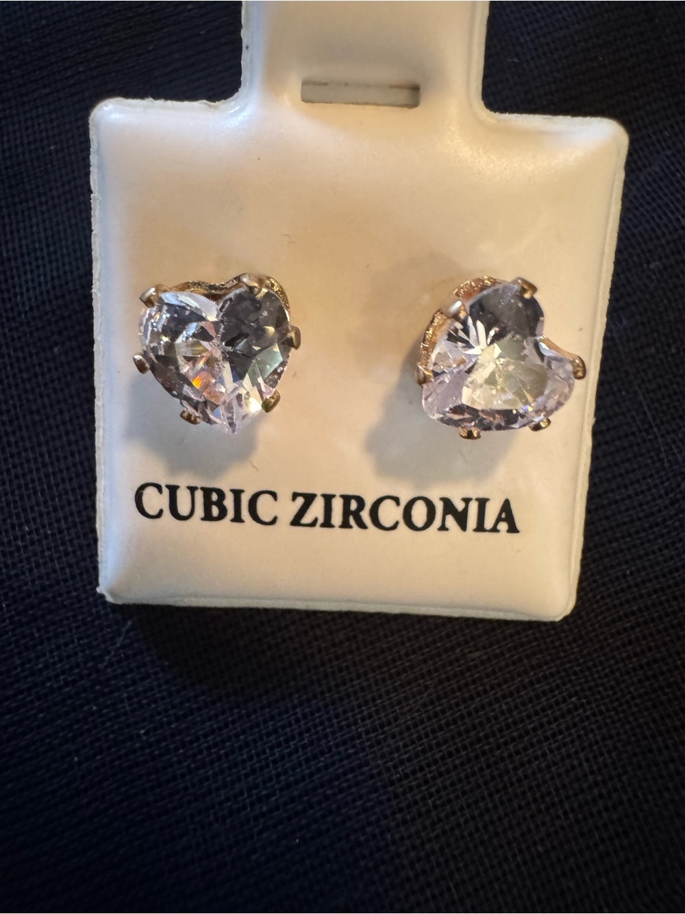 Cubic Zirconia Heart Stud Earrings – Clear Crystal